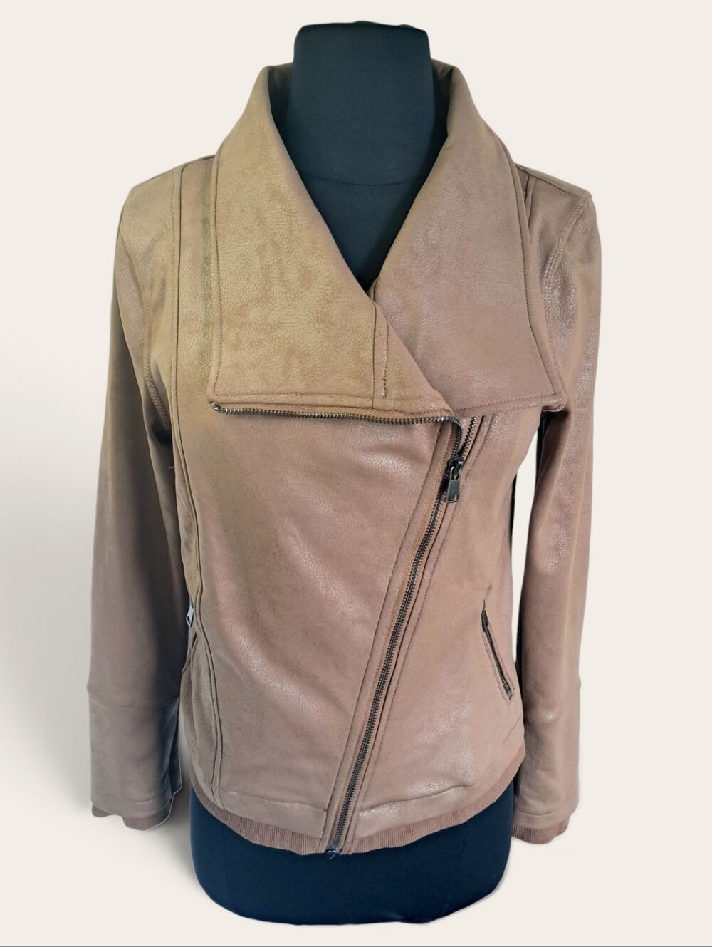Dance & Marvel Brown Faux Leather Moto Jacket